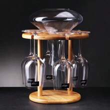 1pc Wooden Red Wine Glass Rack, European Style Solid Pine Creative Hanging Red Wine Glass Holder, Household High Stem Glass Cup, Wine Glass Suspension Display, Red Wine Glass Rack, Wine Decanter Rack, Wine Glass Hanging Storage, Desktop Wine Glass Rack, Wooden Red Wine Rack, Sturdy Anti-Tipping Wine Glass Rack