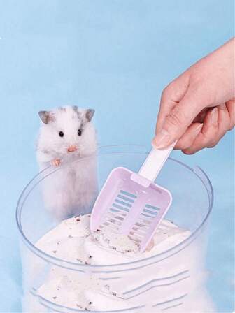 1个仓鼠砂铲，塑料仓鼠砂筛铲，宠物清洁工具，小型宠物砂铲