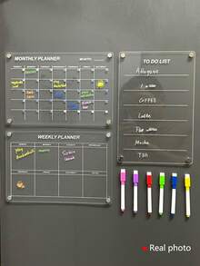 1 bảng ghi nhớ từ tính trong suốt khổ A4, bảng tin kế hoạch hình vuông bằng acrylic kèm 6 bút màu và 1 cục tẩy, thích hợp cho kế hoạch hàng tuần/hàng tháng của gia đình, trang trí nhà cửa, chất liệu trong suốt không ảnh hưởng đến thẩm mỹ ngôi nhà, không cần lắp đặt, sẵn sàng sử dụng sau khi gỡ bỏ lớp màng bảo vệ - trong suốt - Xem 9