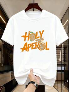 Aperol Orange Graphic T-Shirt, Quality Fabric, Unique Graphic Print, Casual, Breathable - Branco - Ver 2