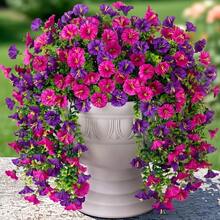 4 Pieces Of Artificial Spring Wedding Hanging Flowers, Spring And Autumn Artificial Flowers, Plastic Decorative Flowers, Garden, Wedding Decoration, Very Suitable For Weddings And Other - Mixed Purple Fuchsia - View 2