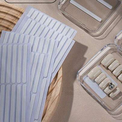 600/300/30片装透明双面美甲展示胶带，适用于按压式美甲贴纸 - 自粘条，沙龙设计展示和包装，不含酒精，易于使用，美甲用品，粘性强 | 透明胶带 | 精准定位槽，美甲用品，美甲工具，美甲工具，返校季，美甲，按压式美甲工具