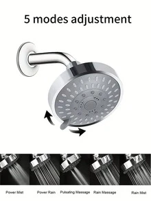 One High-Pressure 4-Inch Round Shower Head With A Stylish Square Overhead Design. This Durable, High-Pressure Wall-Mounted Shower Head Is Made Of Thickened ABS Material, Enhancing The Showering Experience. - Silver Round - View 7