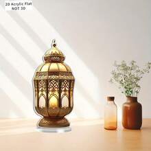 1/20 szt. Dekoracja latarni w kształcie półksiężyca i wielofunkcyjna akrylowa tabliczka na Eid Mubarak, idealny prezent do domu i kuchni na święta islamskie - Wielokolorowe - Zobacz 4