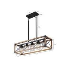 32'' Chandelier Fixtures LED Pendant Light Rectangle Oak 5 Lights Farmhouse(Local Delivery) - trắng - Xem 2