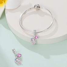 1PC Pink Cute Cat, Swan, Perfume Bottle, Cake, Heart-Shaped Pink Pony, Rose Gun, Lucky Bag, Lipstick Airplane Bag, Poker Star, Heart Ring Car, Scissors Bottle Wine Glass, Bouquet, High Heel Bag Wine Glass Charms, DIY Creative Bracelets, Necklaces, Wristbands And Other Jewelry, Suitable As Birthday Or Holiday Gifts For Women And Girls - Multicolor - View 6