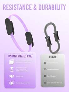JKSHMYT Silicone Pilates Ring-14.5" Home Pilates Kit With Padded Handles, Mini Ball, Resistance Bands, Guide & Bag, Better Me Pilates Essentials Circle Set For Workouts Women - 紫色 - 查看 5