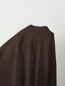 FOR BEAUTY 秋冬新款圆领长袖纯色简约针织衫，女士休闲通勤套头衫，柔软舒适宽松版型，新年时尚上衣 - 慕斯棕 - 查看 9