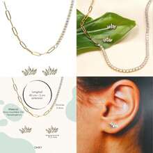 Omky Set de Joyería para Mujer - Juego de Collar y Aretes Acero Inoxidable Chapa Oro 18k Zirconia - Regalo para Mujer(default) - Multicolor - Ver 1