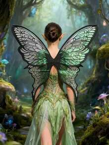 1PC Super Large Gold Foil Butterfly Wing, Shiny And Transparent Angel Fairy Wings, Adult Costume Props. Suitable For Various Holiday Parties, Bars,Elfears, And Christmas - Multicolor - View 7