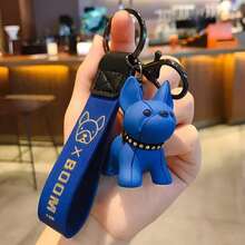 1pc Creative Cartoon Puppy Keychain, Cute Resin Bulldog Figurine Fashion Keyring, Suitable For Car, Backpack, Earphones, Daily Use, School, Car Accessories, Gothic Y2K Style