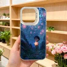 Funda para telefono con diseño de galaxia azul y rosa con personaje anime sosteniendo estrella brillante CASETTO para iPhone uso diario y estilo fashion Aplicable a los teléfonos de la serie Apple y Galaxy - Negro - Ver 5