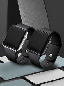 2 件时尚简约 LED 数字显示方形电子手表，适合年轻学生，适合日常生活，是学校、聚会、旅行的必备品，也是送给朋友、生日、节日和毕业季的完美礼物。送礼的理想之选 - 彩色 - 查看 4