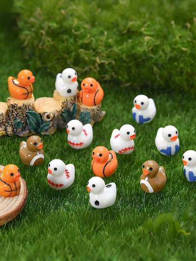 6pcs-Mini Resin Sports Ball Duck Figures,Cute Sports Ball Style Duck(Basketball, Football, Volleyball, Rugby, Baseball)Miniature Animals Ornaments For DIY Fairy Garden,Sports Themed Party Favors, Car Interior Accessories, Glass Container, Potted Plant Decor, Micro Landscape Craft, Garden Decoration, Car Interior Accessories,Sports Themed Party Favors, Perfect Birthday Gift