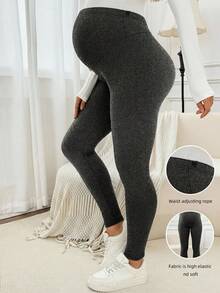 秋冬新款加大码孕妇裤，超高腰弹力紧身孕妇打底裤，可调节腰带，舒适柔软瑜伽运动裤，休闲日常孕妇装 - 彩色 - 查看 8