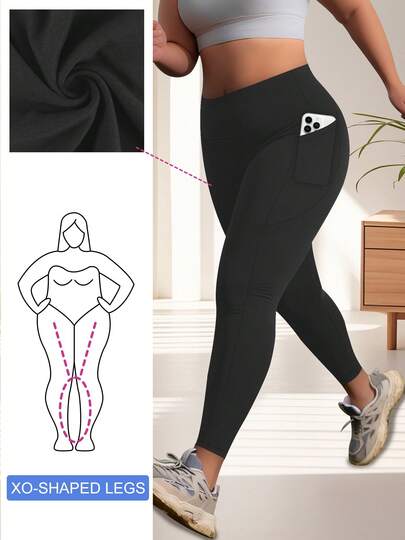 Plusstorlekar damleggings med hög midja, mjuka och formande leggings, avslappnade och bekväma, med fickor, dambyxor, fickleggings, fitness capribyxor med hög midja, enfärgade slim fit-byxor, svarta leggings, kurviga byxor, lämpliga för alla årstider, joggingbyxor för kvinnor