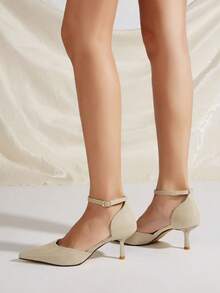 Sapatos de salto alto com bico fino e glitter, modelo gatinho, para o outono/inverno 2025. - Ouro - Ver 4