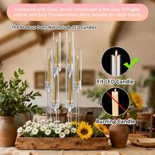 10pcs 6 Arm Romantic Candelabras,26.8Inch Clear Candlestick Holder For Wedding, Party, Dining Table, Halloween, Christmas, Anniversary Decor Mother's Day Decorations(Not Included LED Candles) - Acrylic trong suốt - Xem 4