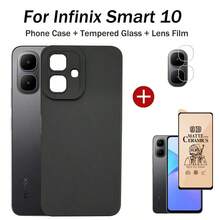 Ốp lưng 3 trong 1 chống sốc cho điện thoại Infinix Smart 10: Kính cường lực mềm + Màng bảo vệ gốm + Màng bảo vệ ống kính, Phụ kiện bảo vệ màn hình thiết yếu, Thích hợp sử dụng hàng ngày, văn phòng, nhà. Bảo vệ màn hình điện thoại, phụ kiện điện thoại, chống thấm nước, chống rơi vỡ và chống trầy xước. - màu đen - Xem 3