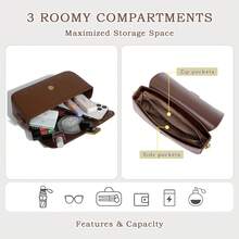 Bolso bandolera de piel suave para mujer, con correa de hombro ajustable y desmontable, y asa superior. Confeccionado en piel de alta calidad con finos detalles. Ideal para estudiar, para el tiempo  para viajes de negocios. Resistente y fácil de cuidar. - Café - Ver 5