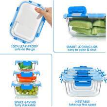24-Piece Glass Food Storage Containers (12 Glass Bowls + 12 Lids) With Upgraded Snap Locking Lids – Airtight Lunch Containers, Suitable For Microwave/Oven/Refrigerator/Dishwasher (Gray) - 藍色 - 查看 10