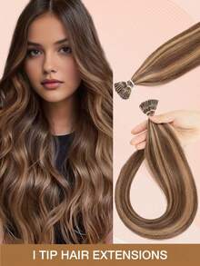 30克，50片，I型接发，真人发，12-22英寸，易于造型，冷融合预粘合接发，Remy天然发，持久不掉发，柔软自然，I型接发便携小巧，方便旅行和补妆，浪漫的长度和蓬松度，角色扮演和日常时尚造型必备假发，情人节佳品