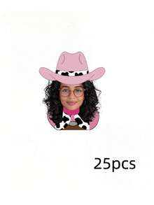 定制人脸五彩纸屑 - 亮面照片剪纸，适用于生日、节日和特殊活动 | 牛仔和女牛仔主题派对装饰 | 个性化人脸桌面装饰，适用于婚礼、单身派对和庆祝派对