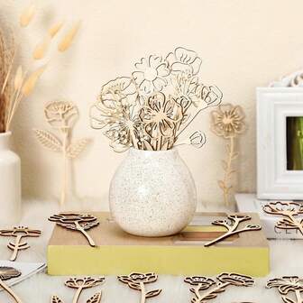 1/18 pièces Ensemble de décoration de fleurs sauvages en bois. Fleurs en bois découpées, tiges de fleurs sauvages, fleurs en bois découpées au laser colorables. Découpages floraux en bois pour l'artisanat, les décalcomanies murales bohèmes, les sculptures suspendues pour la chambre d'enfant, la chambre à coucher, le salon. Décoration maison, anniversaire, fête, art, DIY.