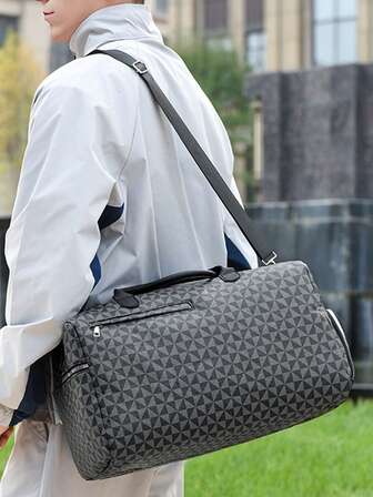 Fashionable Floral Print Travel Duffel Bag, Handbag, Luggage Bag, Sports Gym Bag With Shoe Compartment, Adjustable Shoulder Strap For One Shoulder Or Crossbody Carry