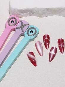 3D恶魔眼磁铁，三合一猫眼效果双线花波法式美甲UV强磁贴，多功能美甲猫眼凝胶磁性工具，适合家庭美甲沙龙DIY - 彩色 - 查看 8