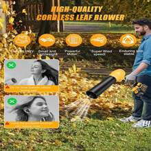 Cordless Leaf Blower - 40,000 RPM Handheld Powerful Blower, 145 MPH High-Speed Airflow, Equipped With Extended Nozzles (Long/Flat/Round) For Removing Leaves/Snow/Dust, Lightweight (2.64 Lbs), Low Noise Mode And Earplugs. - Màu vàng - Xem 5