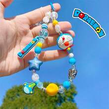 1pc Genuine Cartoon Doraemon Dingdang Cat Mobile Phone Case Chain Camera CCD Pendant Hand-Painted Beaded Pendant Key Chain, Christmas, Christmas Stocking Filler, Christmas Gift, Christmas, Christmas Decorations - Multicolor - View 3