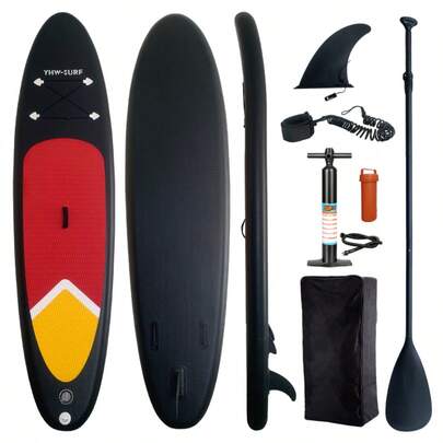 YHW-SURF Tabla de surf inflable YHW, portátil y plegable, equipo de surf para vacaciones en la playa, universal para adultos, incluye mochila impermeable + correa para el tobillo