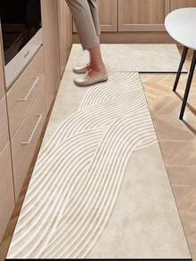 [HOT!!!] 1pc Soft Rubber Kitchen Mat, 3.5mm Thick Kitchen Rug, Beige Striped Texture Pattern, Simple & Fashionable Style, Water-Absorbent Kitchen Mat, Can Be Trimmed To Fit Kitchen, Surface Fabric, Middle Sponge Layer, Bottom Rubber Layer, Suitable For Kitchen Rugs, Kitchen Decor, Wedding Decor, Home Decor, Bathroom Mats, Entryway Mats, Laundry Room Mats, Hallway Rugs, Living Room Mats, Etc. - Multicolor - View 11