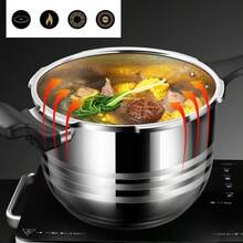 Stainless Steel Pressure Cooker, Suitable For Induction Cooktop, With Pressure Indicator And Safety Device, Compatible With Gas Stove And Induction Cooktop - Silver - View 3