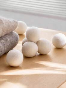 3/6个装可重复使用羊毛烘干球 - 适用于家用清洁产品中的洗衣机和织物，可替代衣物柔顺剂，减少褶皱和静电吸附 - 白色 - 查看 3