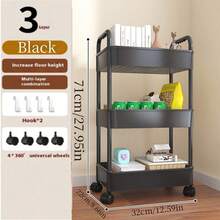 Mehrstöckiger Rollwagen mit Rädern, Metall- und Kunststoff-Standorganizer mit Regal, Mehrzweck-Regalsystem für Küche, Bad, Schlafzimmer, Büro, Utility-Regal