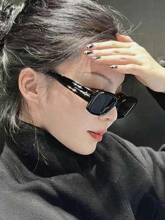 1 par retro fyrkantiga meteorglasögon för kvinnor, moderiktiga streetwear, lämpliga för alla årstider