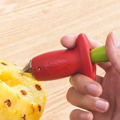 Bộ 1/2/4 dụng cụ bằng thép không gỉ để tách cuống dâu tây, tách lá cà chua, tách hạt, dụng cụ nhà bếp sáng tạo, màu xanh/đỏ