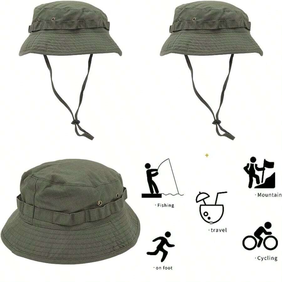 Yosoo OD Sombrero de Pescador Verde, Protección Solar de ala Ancha, Transpirable, Impermeable, para Uso en Exteriores(default) - Multicolor - Ver 1