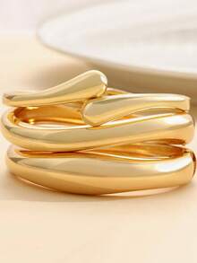 Exaggerated Fashion Water Drop Shaped Stainless Steel Bracelet For Women, Suitable For Formal Events, Parties, Daily Wear, And As A Gift For Friends - Yellow Gold - View 7