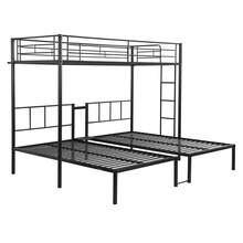 Twin Over Twin Over Twin Bunk Bed ,Triple Bunk Bed With A Vertical Ladder, Metal Frame Bunk Bed With Safety Rail, Twin Over Twin Over Twin Triple Bunk - White + Metal - View 4