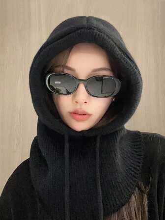 1pc Women Knitted Balaclava Hat, Warm Neck Gaiter Scarf, Ear Warmer, Suitable For Outdoor Activities Like Walking, Skiing, Cycling, Shopping, Daily Wear In Winter