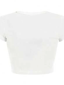 Custom 'I Love' Crop Top_ Personalised Y2K Baby Tee - 白色 - 查看 2