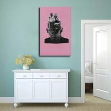 1PC White Rabbit Canvas Print - Elegant Dressed Rabbit With Bouquet - Modern Wall Art Poster For Living Room, Bedroom - Gift-Ready Unframed Abstract Oil Painting Style Poster - Multicolor - View 3