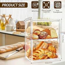 Panera acrílica, almacenamiento de pan transparente, 2 capas ajustable, material para mascotas de calidad alimentaria, también adecuado para manualidades, cajas ciegas - Estilo A - Ver 8