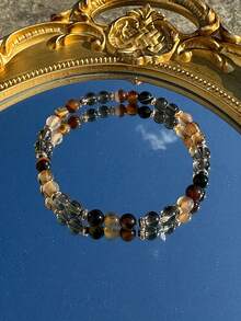 YAUKIA 6mm Brown Striped Agate & Smoky Quartz Bracelets, Brown Crystal Energy Healing Protection Bracelet, Stress Relief Jewelry Gift - Multicolor - View 4