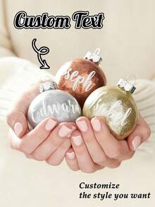 Enfeite de Natal Personalizado, Decoração de Natal com Nome Personalizado, Bola de Natal, Decoração de Natal Personalizada, Enfeite de Natal com Nome da Família, Amigo Secreto Enfeite de Natal Personalizado/Decoração de Árvore de Natal com Nome Personalizado/Presente de Decoração Personalizada para Família ou Amigos, Cor Aleatória