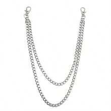 1pc Fashion Minimalist Street Punk Style Stainless Steel Double-Layer Pants Chain, Suitable For Teens, Summer Casual Outdoor Athletic Or Vacation Travel, Graduation Gifts, Birthday Dress Accessories, Daily Wear Summer, School Autumn-Winter Accessories Halloween Costume,Suitable For Teens, Youth,Men,Casual, Outdoor, Athletic, Vacation, Graduation Gifts, Birthday, Daily Wear - Silver - View 13