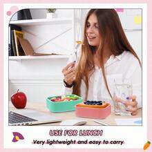 Silicone Bento Box Lunch Box 23.7 Oz Reusable Sandwich Containers Food Storage With Lids Airtight For Meals Snacks Dishwasher Freezer  Mint Green Pink 2 Pcs - 薄荷綠粉紅色 - 查看 4